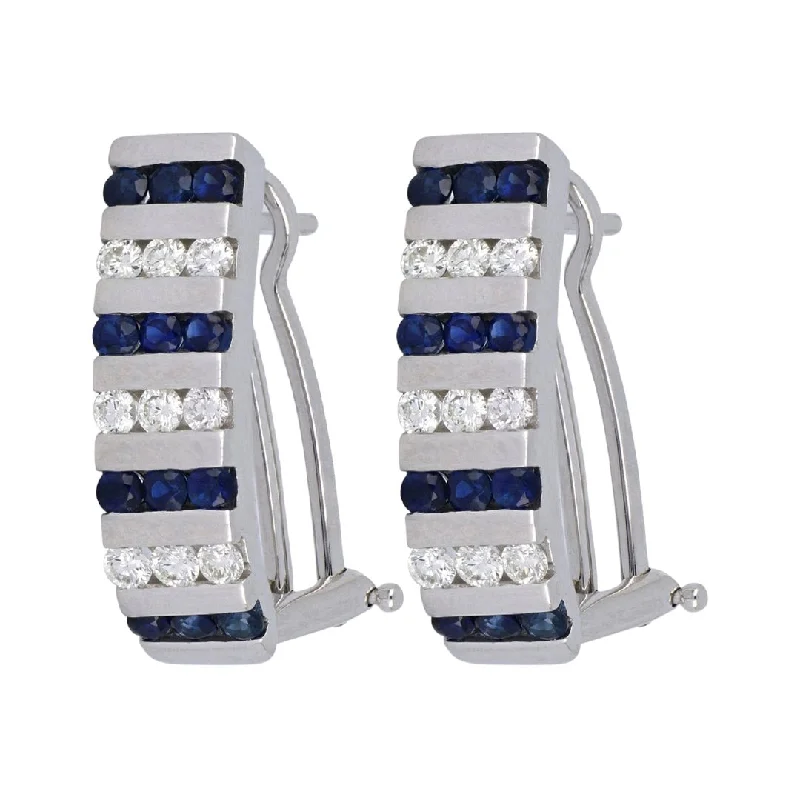 Blue Sapphire Earrings (Blue Sapphire 0.84 cts. White Diamond 0.44 cts.)
